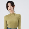 Machine-washable semi-high-neck women's sweater, seamless 100% pure wool sweater, early autumn thin knitted base layer for women details Picture